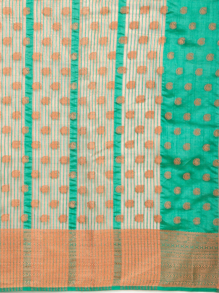 Zari Border Booti Woven Handloom Saree