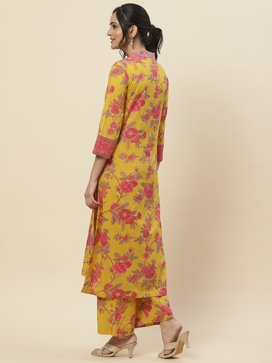 Floral Printed Cotton Kurta With Pants
