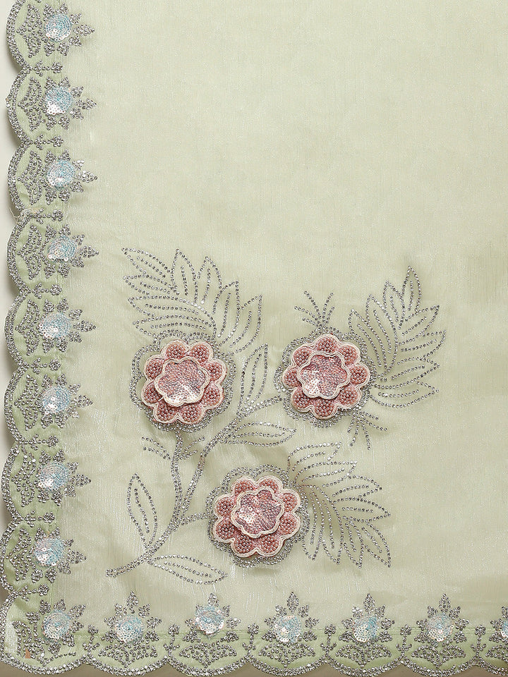 Stone Work Art Chiffon Saree