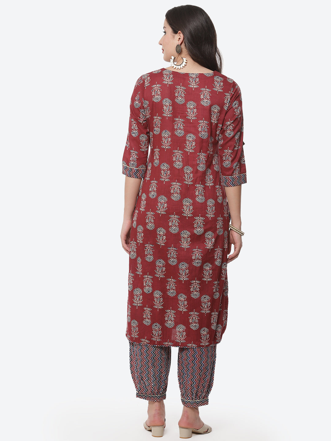 Booti Sequence Cotton Kurti With Afghani Pant