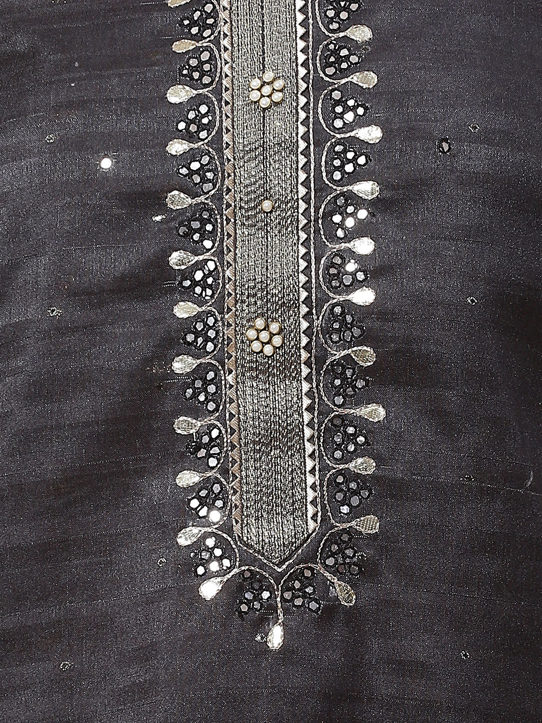 Neck Embroidered Chanderi Unstitched Suit Piece With Dupatta