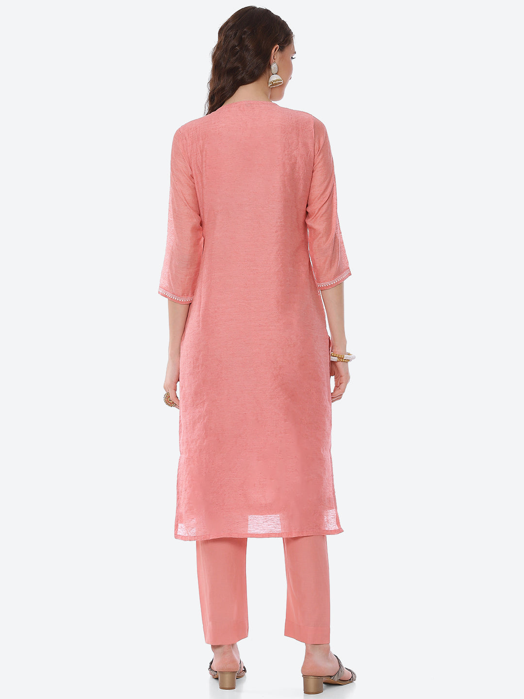 Resham Embroidered Chanderi Kurta With Pant