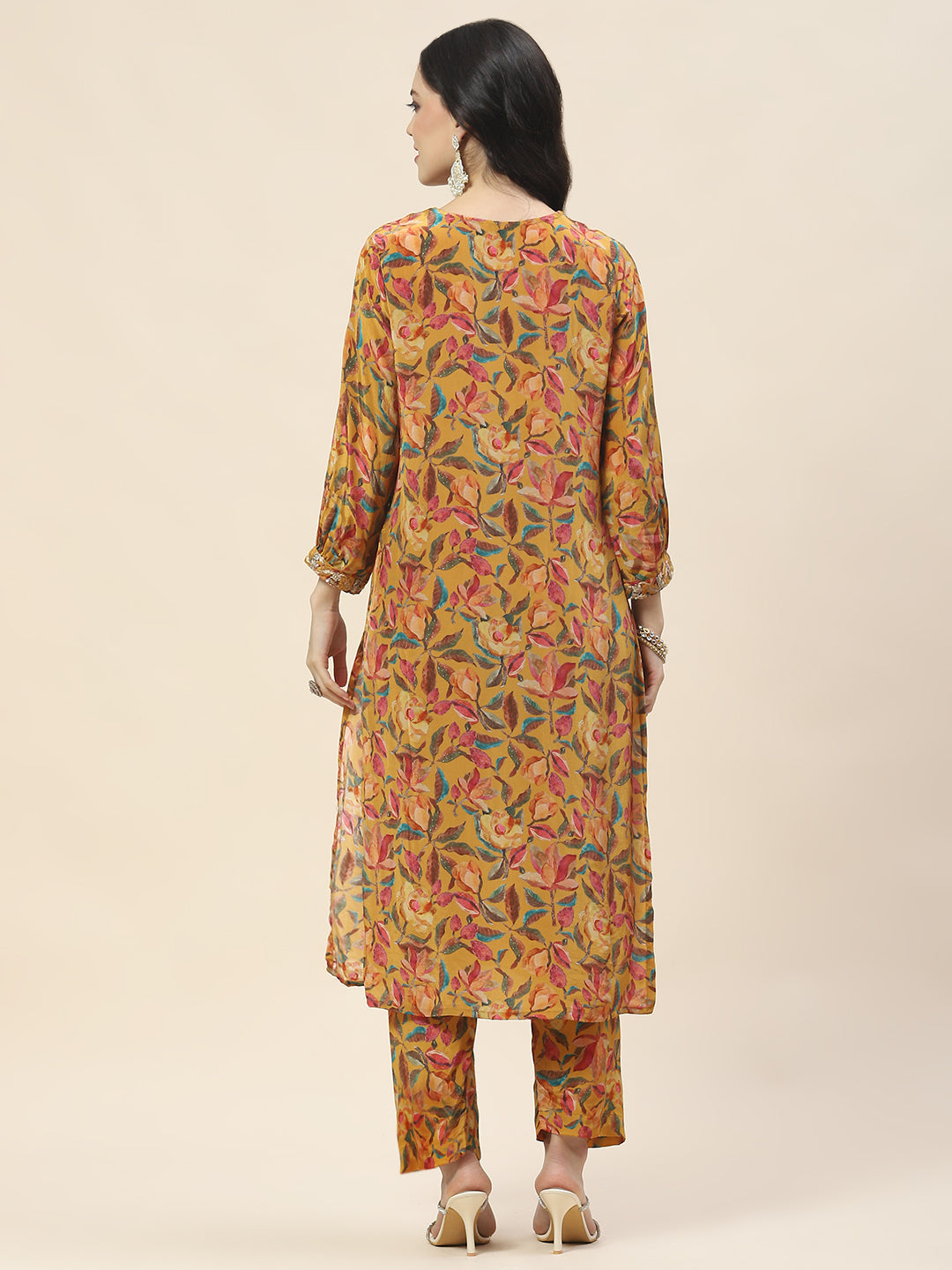 Printed Crepe Kurta With Pants