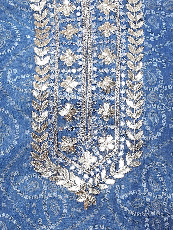Bandhani Printed Organza Unstitched Suit Piece With Dupatta