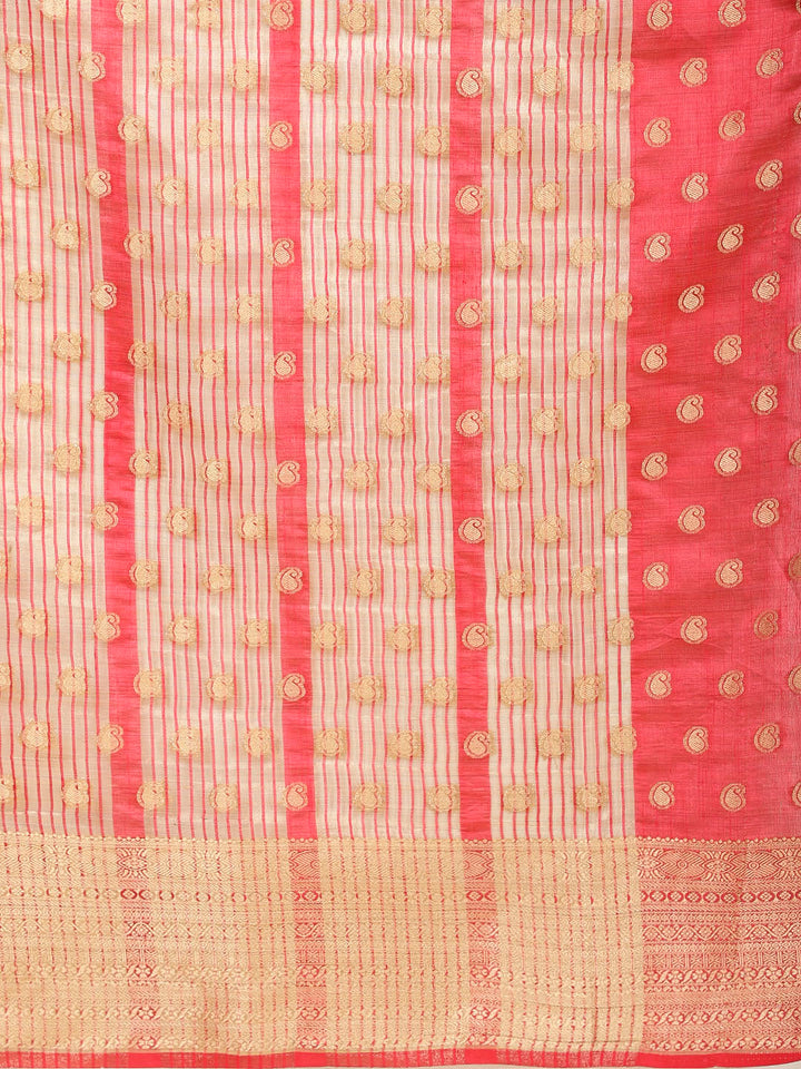 Zari Border Booti Woven Handloom Saree