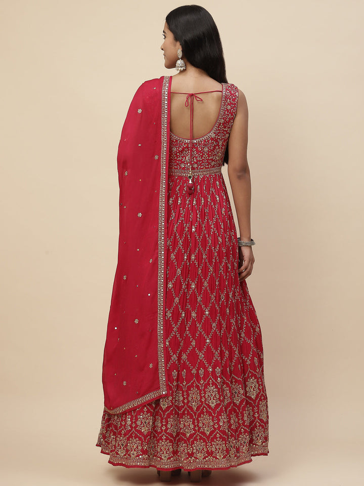 Zari Jaal Crepe Anarkali Kurta With Dupatta