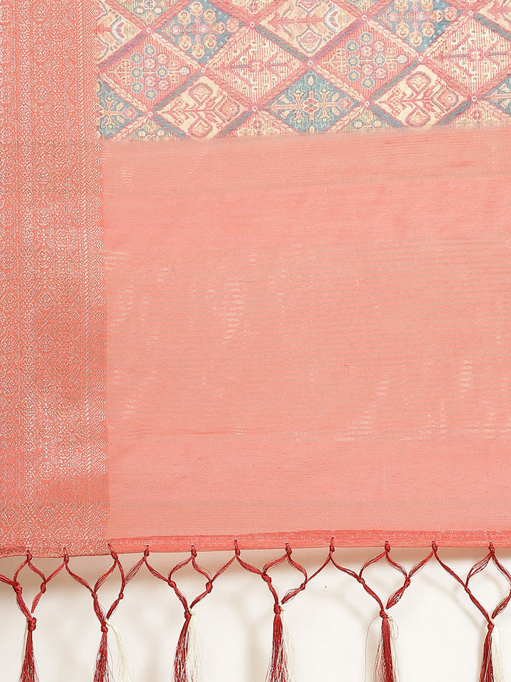 Printed Cotton Chanderi Saree