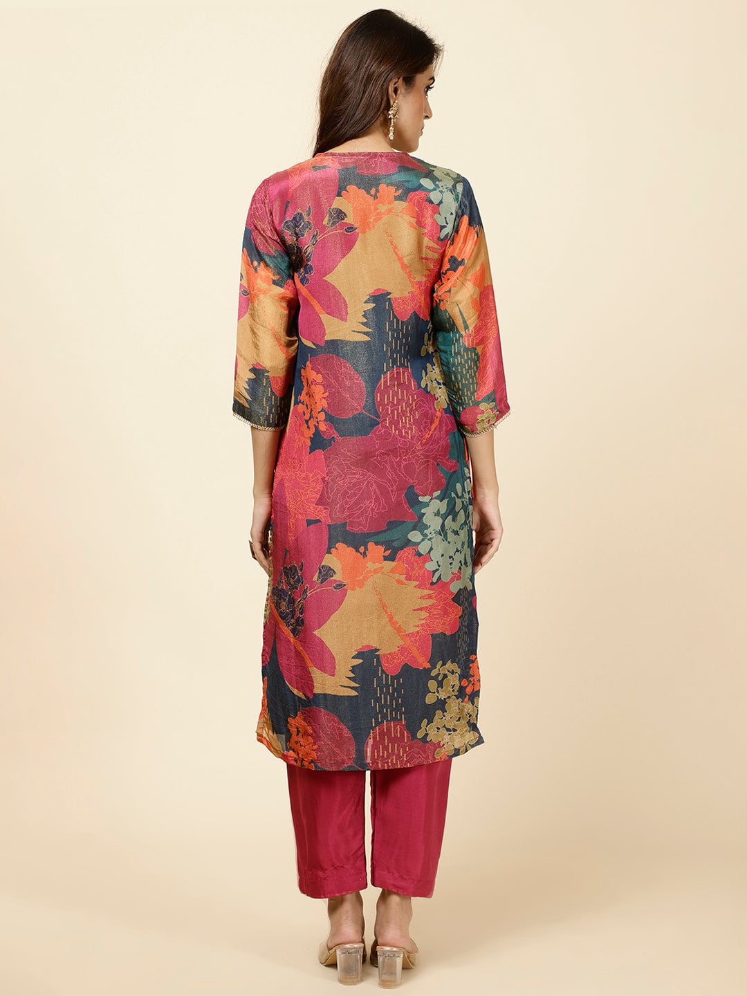 Floral Printed Georgette Kurta With Pants