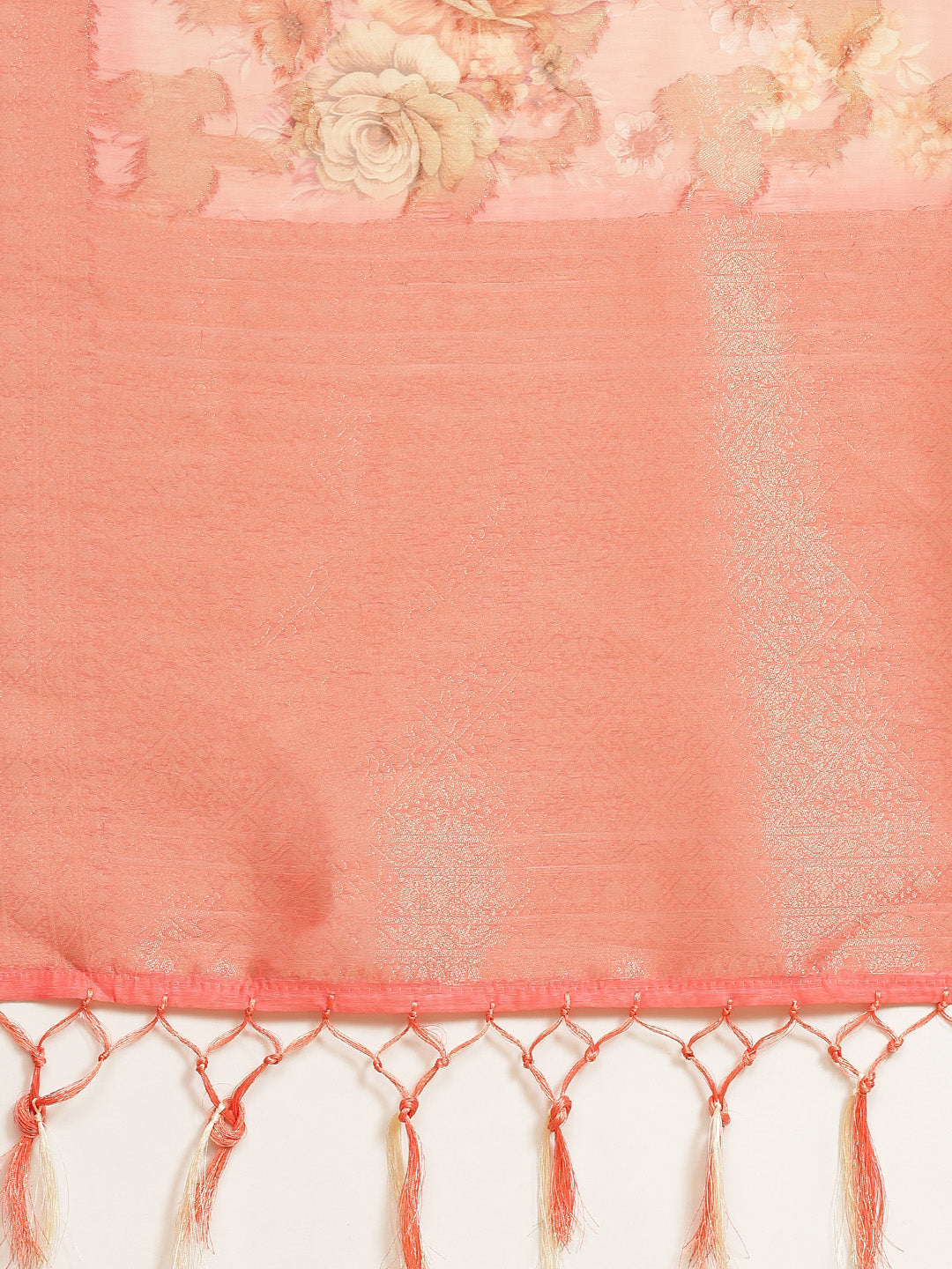 Digital Floral Printed Banarasi Pallu Cotton Chanderi Saree