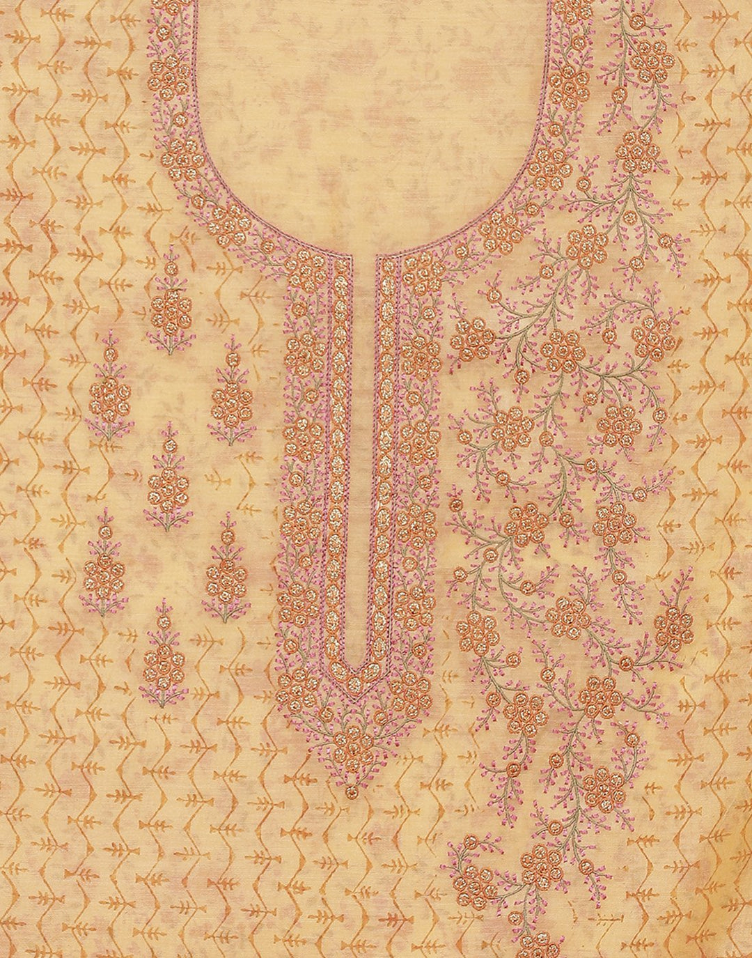 Embroidered Chanderi Suit Piece With Printed Chanderi Dupatta