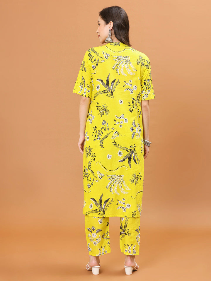 Floral Printed Cotton Kurta With Pants