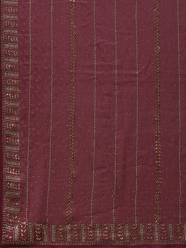 Stone Embroidered Chiffon Saree