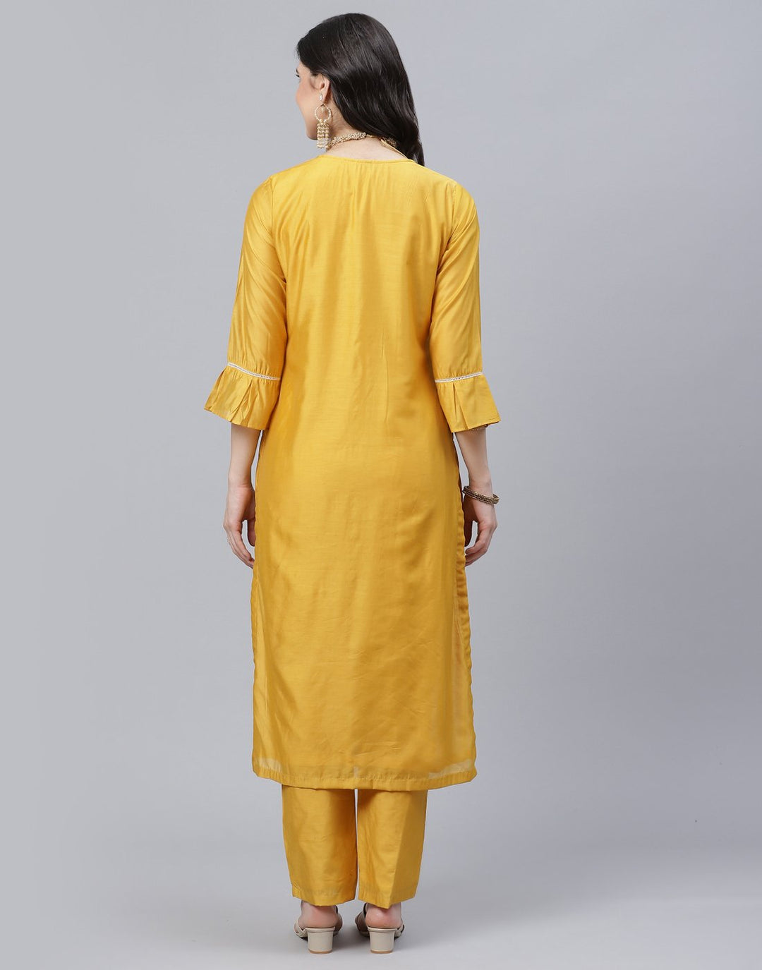 Embroidered Chanderi Kurti with Pant Set