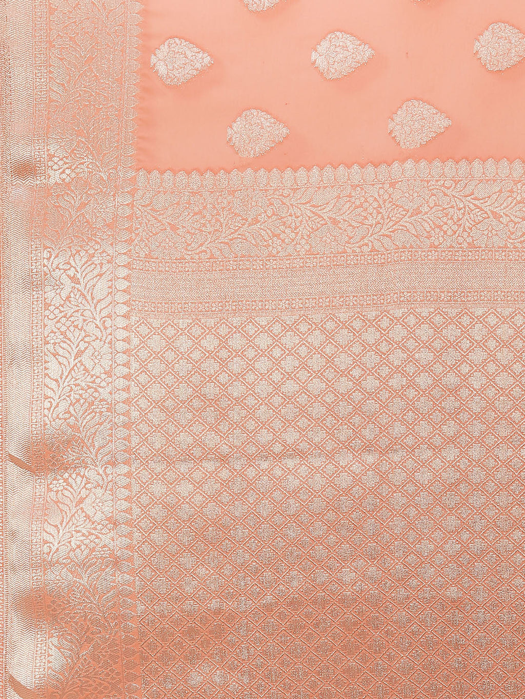 Zari Booti Chiffon Plain Saree
