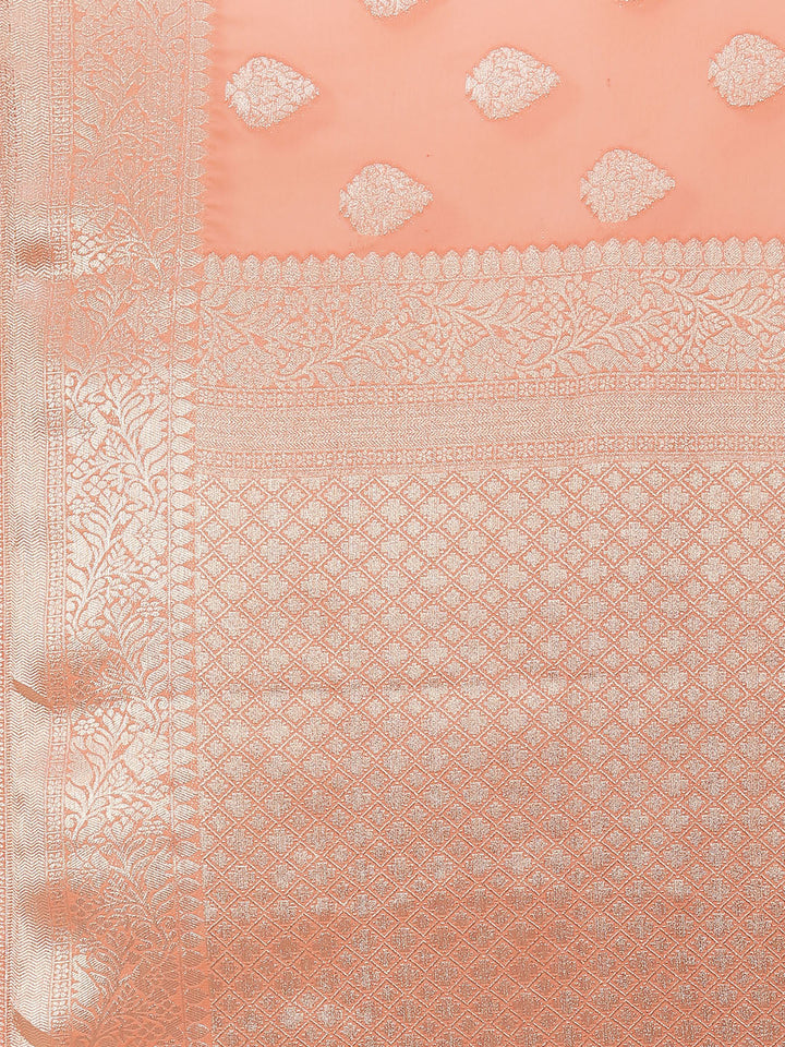 Zari Booti Chiffon Plain Saree