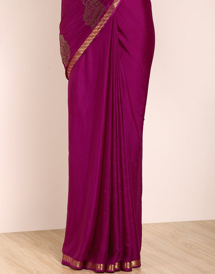 Purple Art Crepe Saree