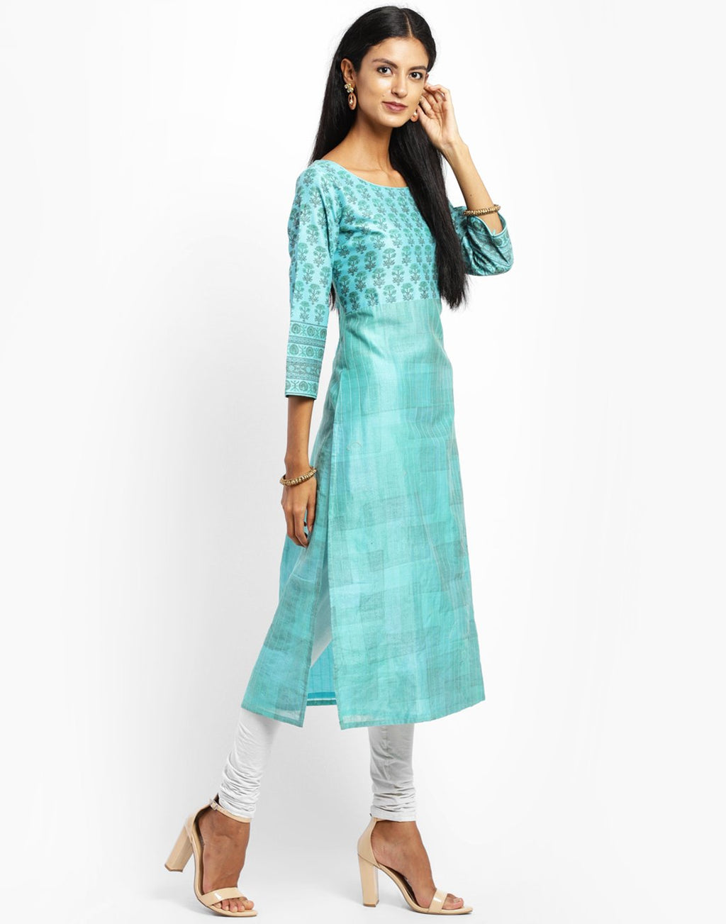 Printed Cotton Chanderi Kurti