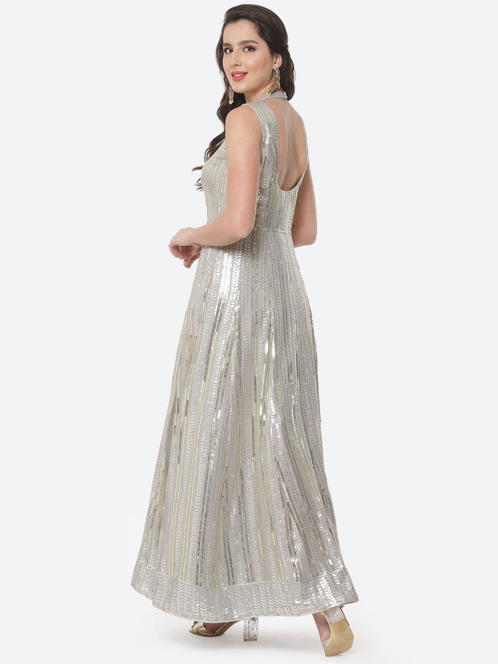Sequin Georgette Gown Dress