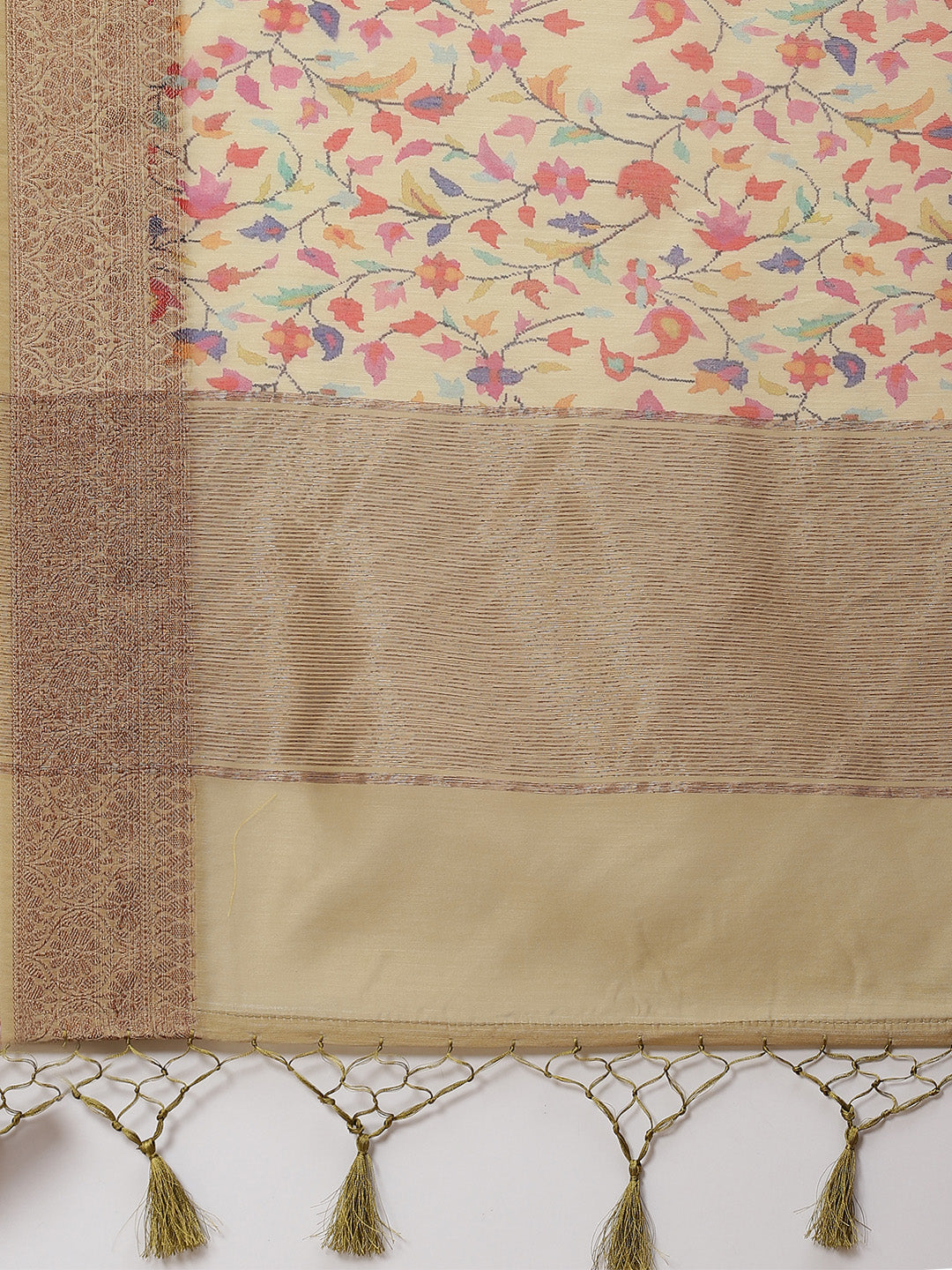 Printed Banarasi Border Pallu Cotton Saree