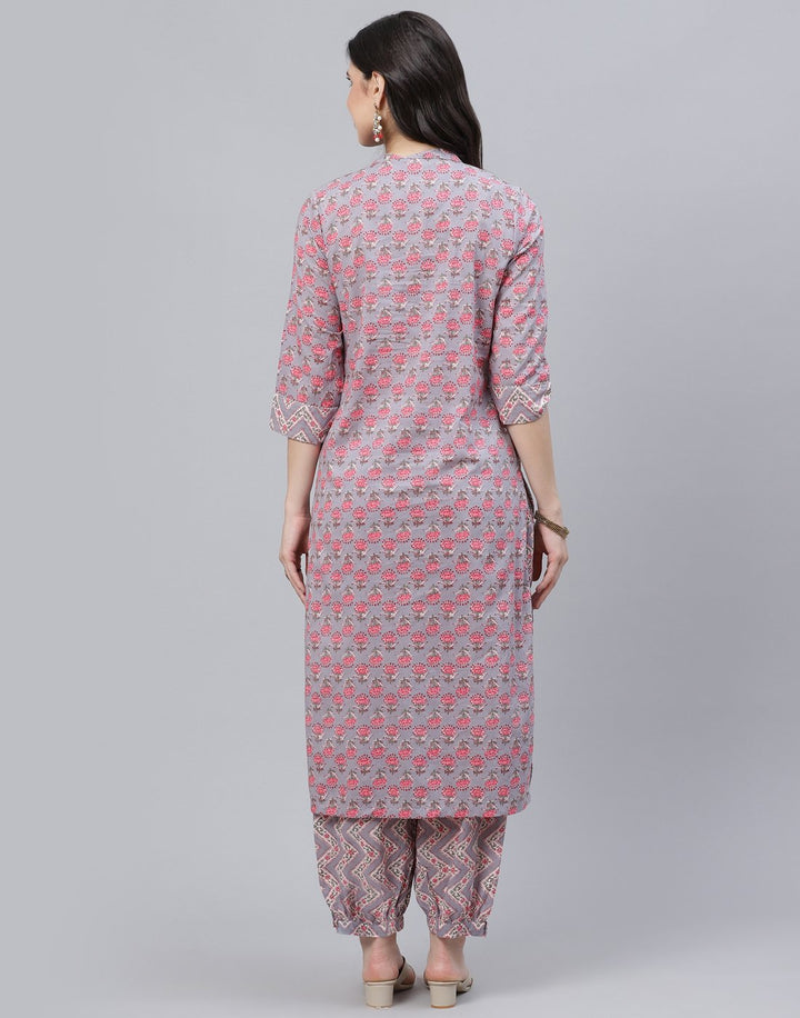 Printed Cotton Kurti with Afgani Pant