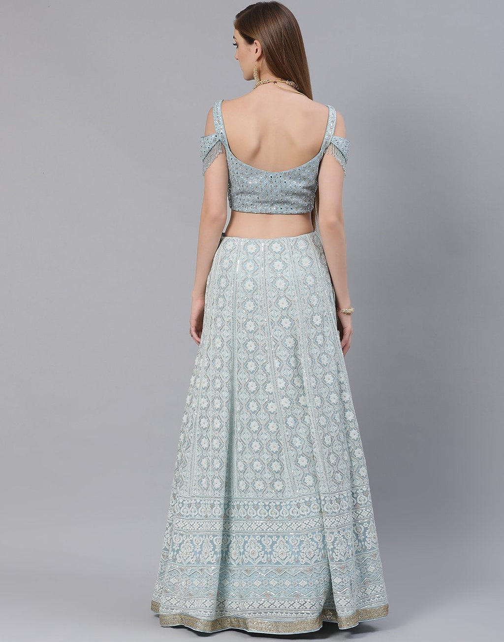 Georgette Lehenga With Short Off Shoulder Choli