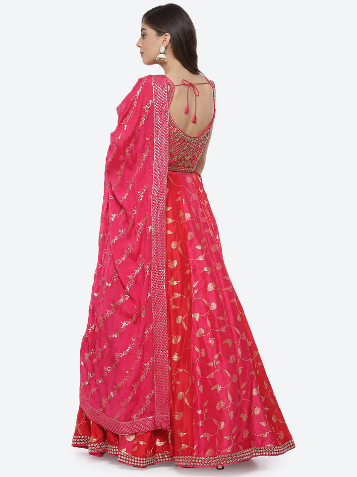 Banarasi Booti Art Handloom Choli With Lehenga &amp; Chiffon Dupatta