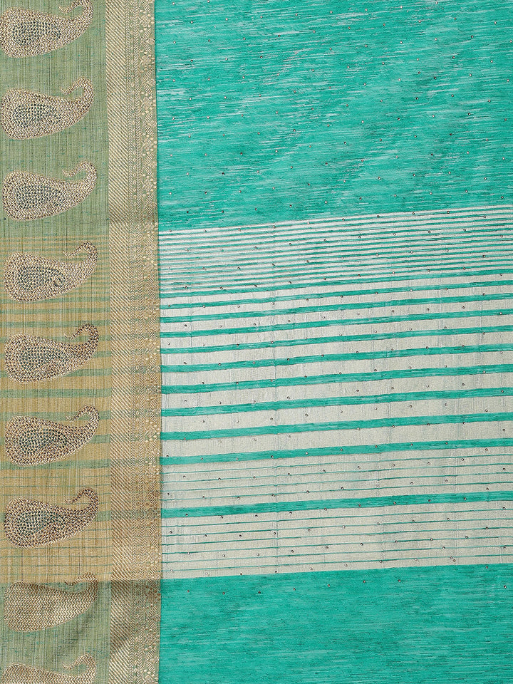 Stone Work Art Handloom Woven Saree