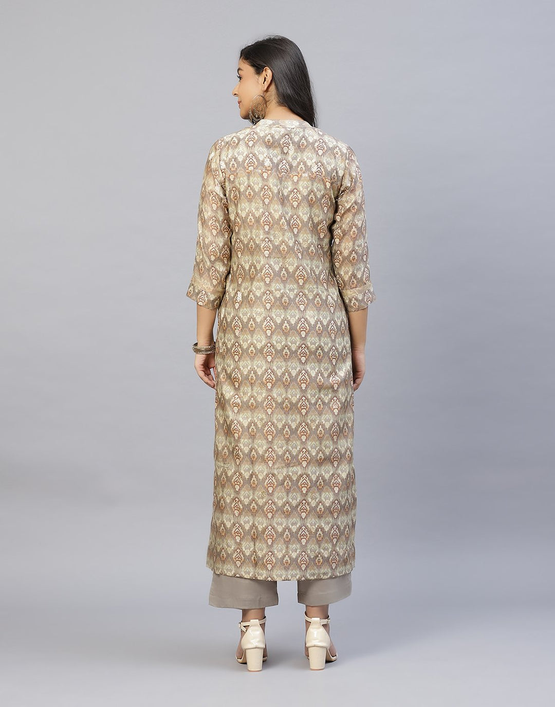 Chanderi Printed Kurti with Yoke Detail