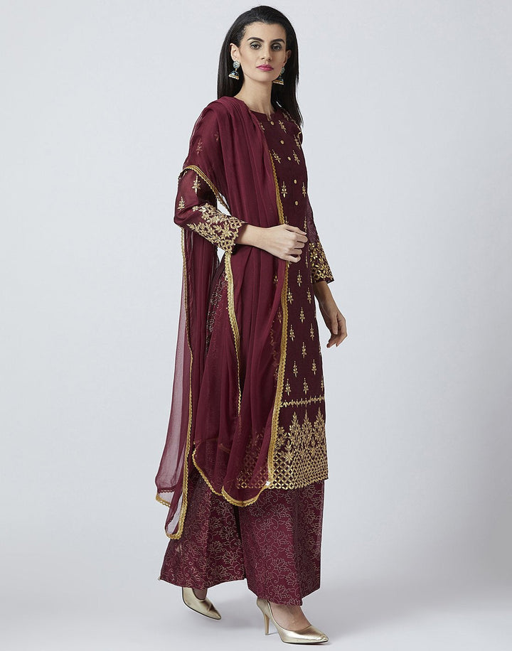 Navy Blue Cotton Chanderi Salwar Kameez