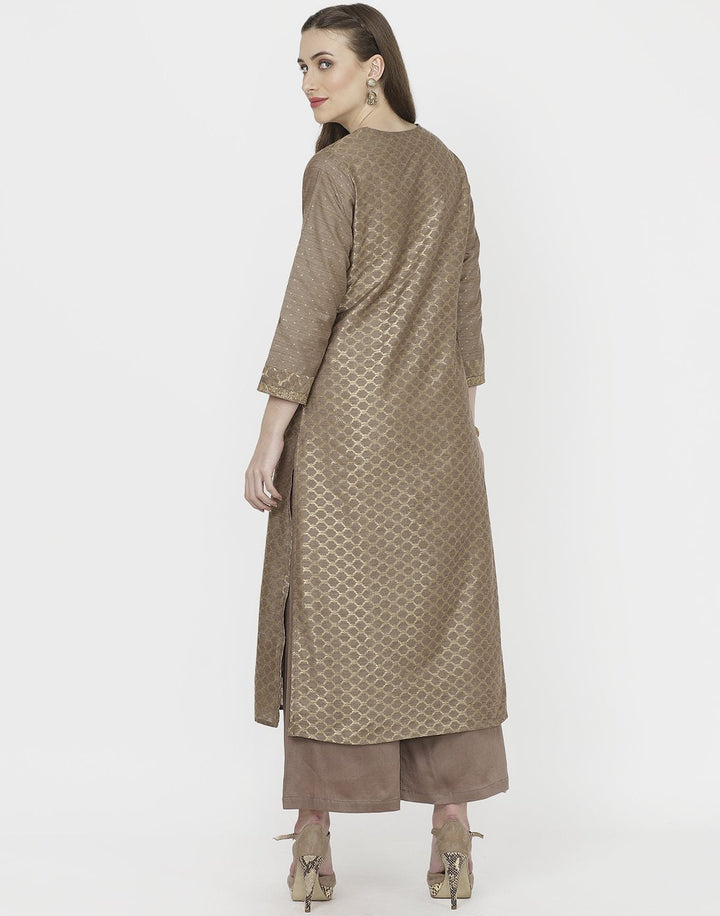Mouse Art Tusser Kurti with Palazzo