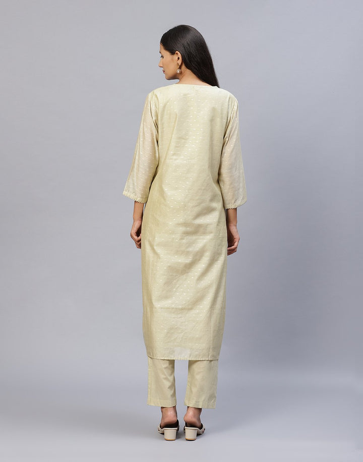 Cotton Chanderi Pant Kameez Stitched Suit