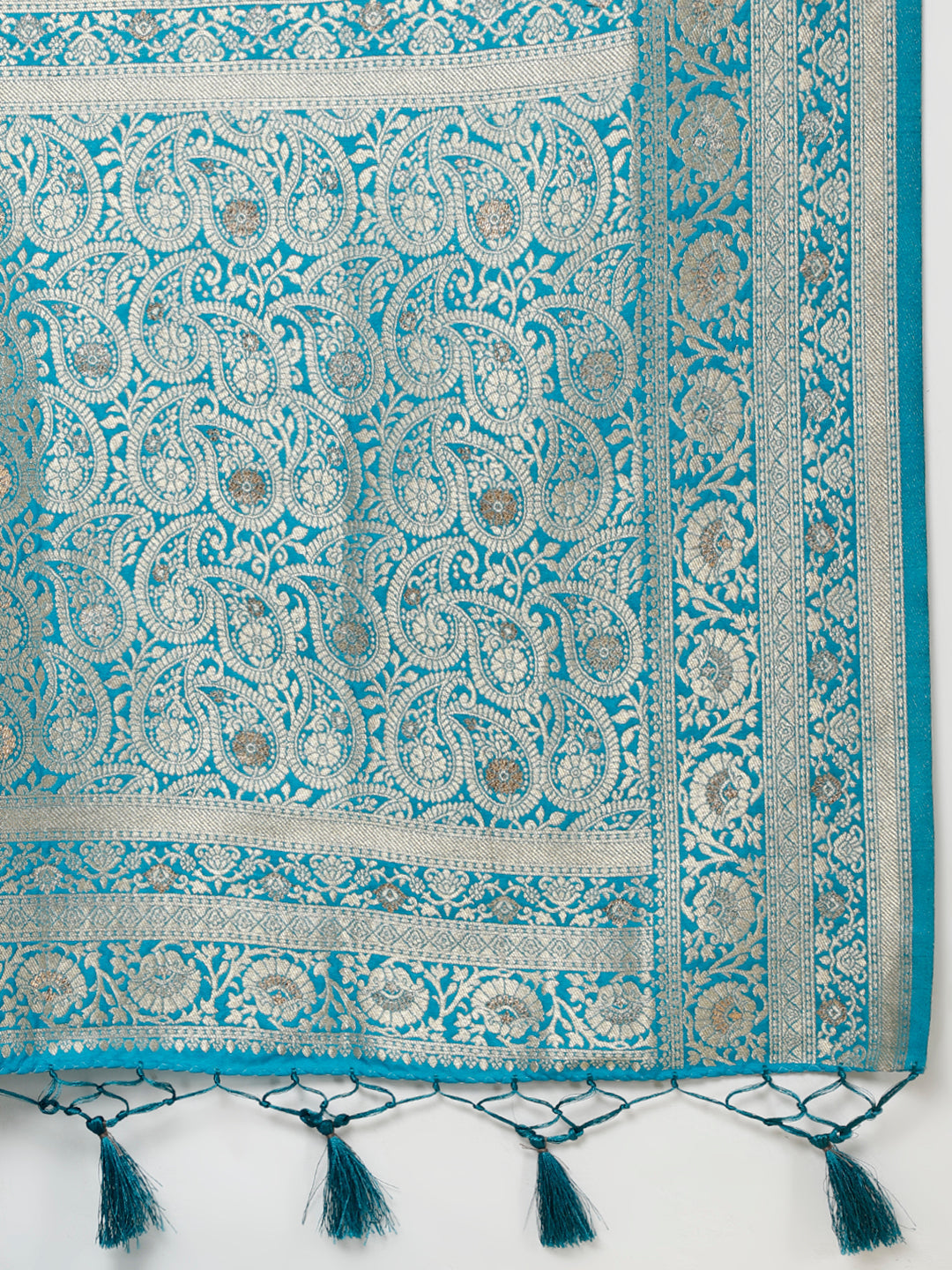 Zari Border Booti Woven Handloom Saree
