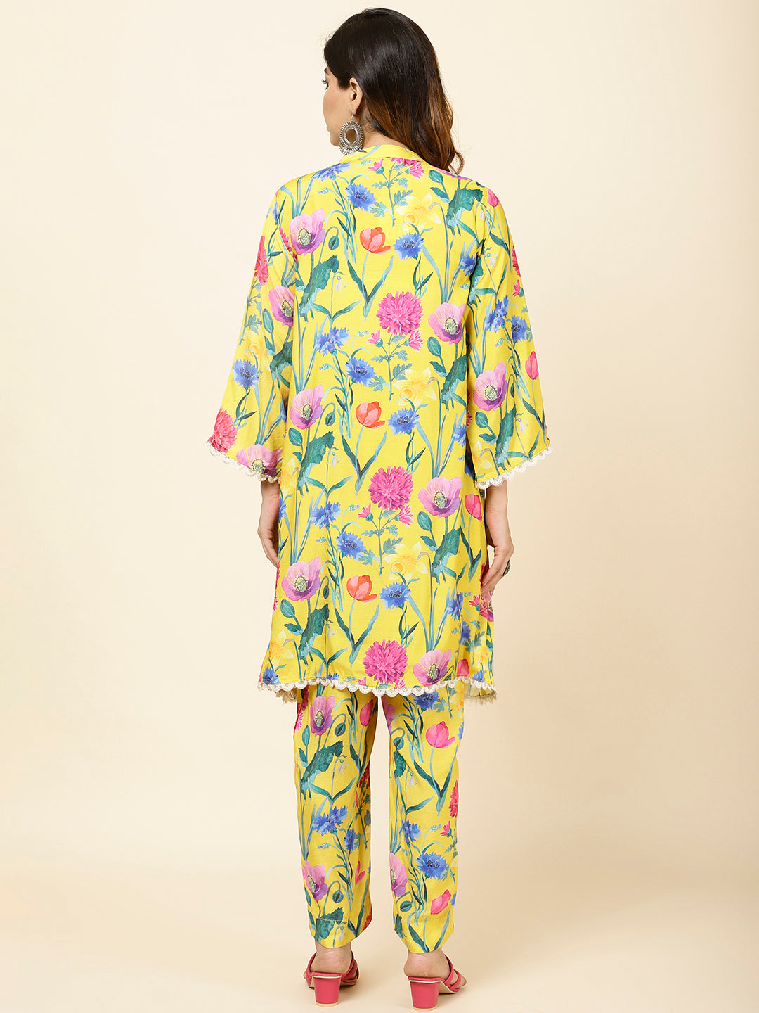 Floral Printed Muslin Kurti With Pants