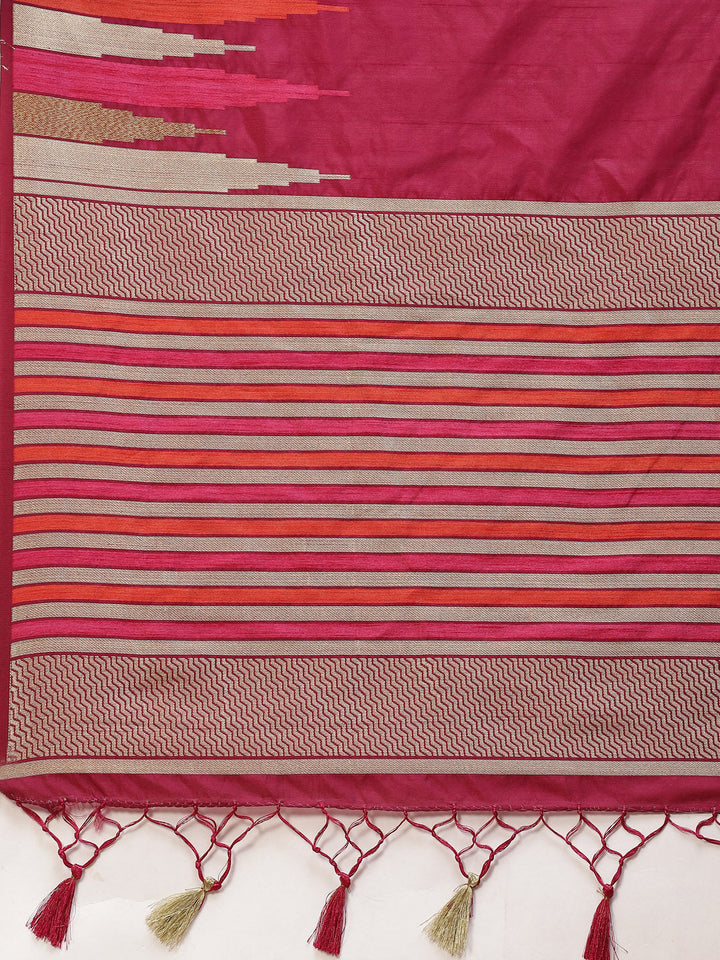 Plain Zari Border Handloom Woven Saree