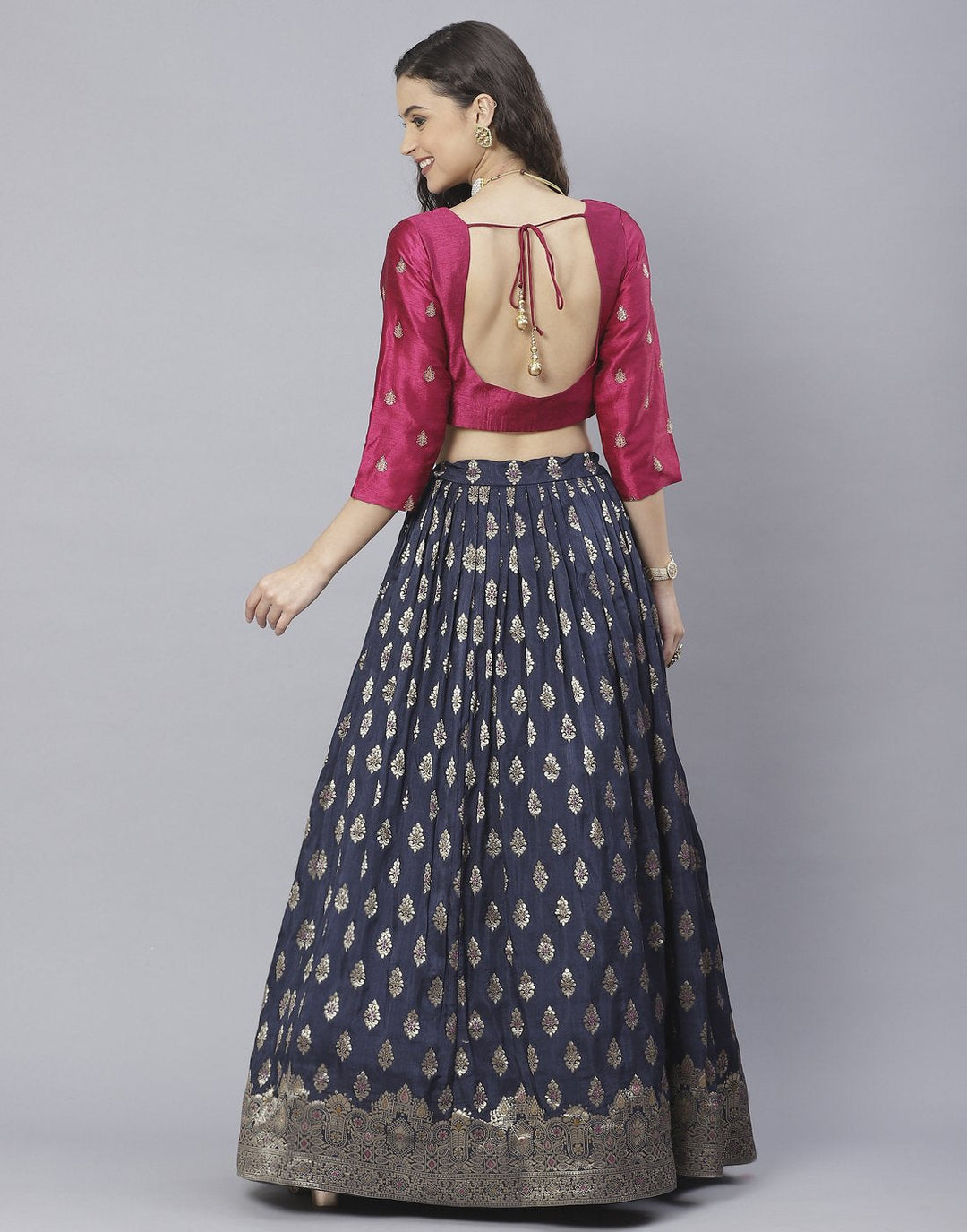 Banarasi Handloom Dupion silk Lehenga with contrast dupatta