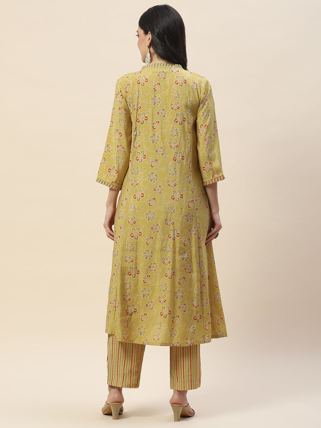 Yoke Embroidery Cotton Kurta With Pants