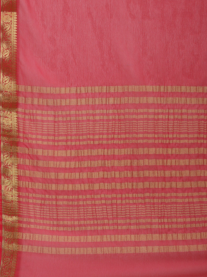 Piped Border Chiffon Plain Saree