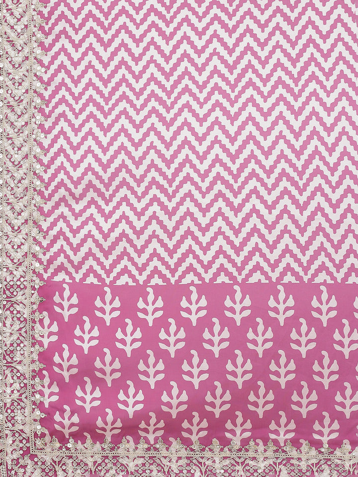 Block Printed Satin Saree - Meena bazaar