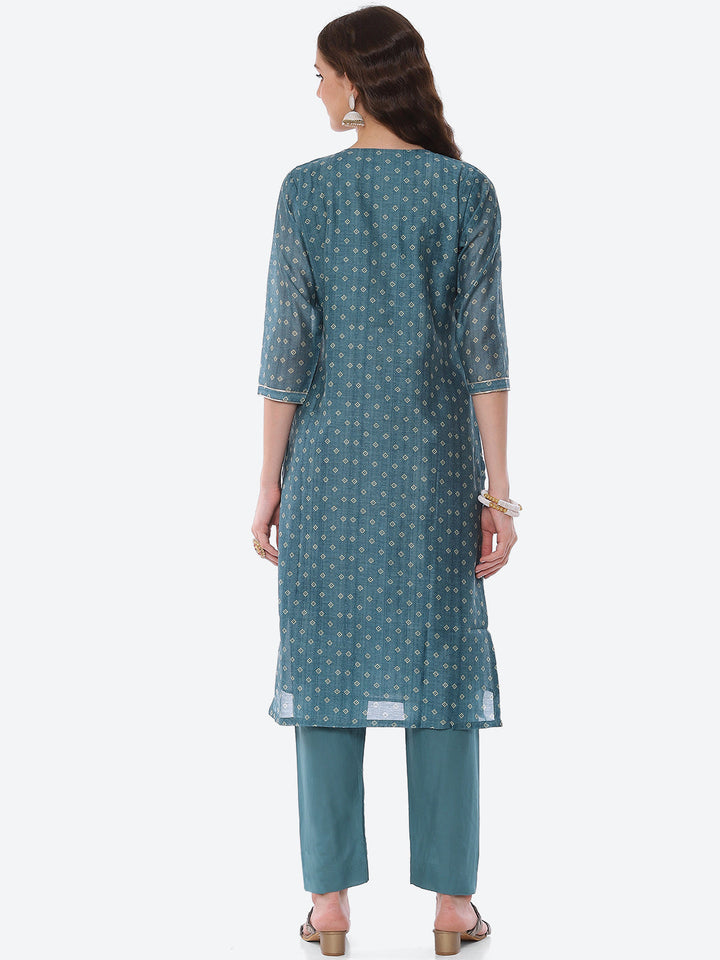 Mirror Gota Border Chanderi Kurta With Pant