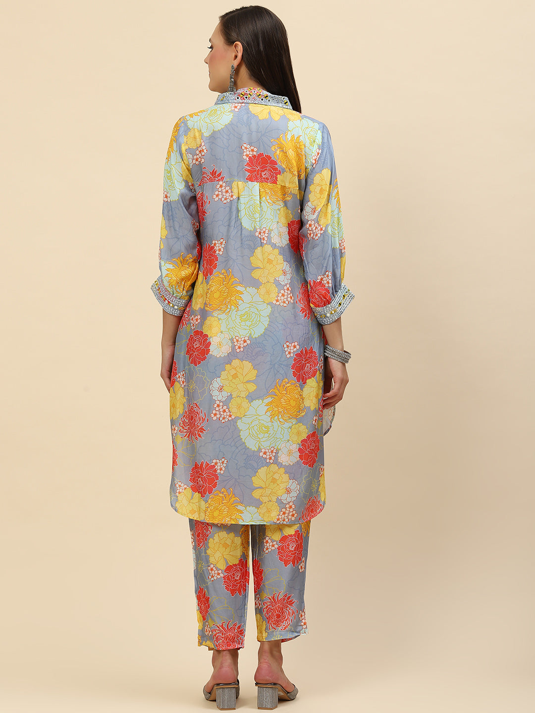 Floral Printed Muslin Kurta With Pants