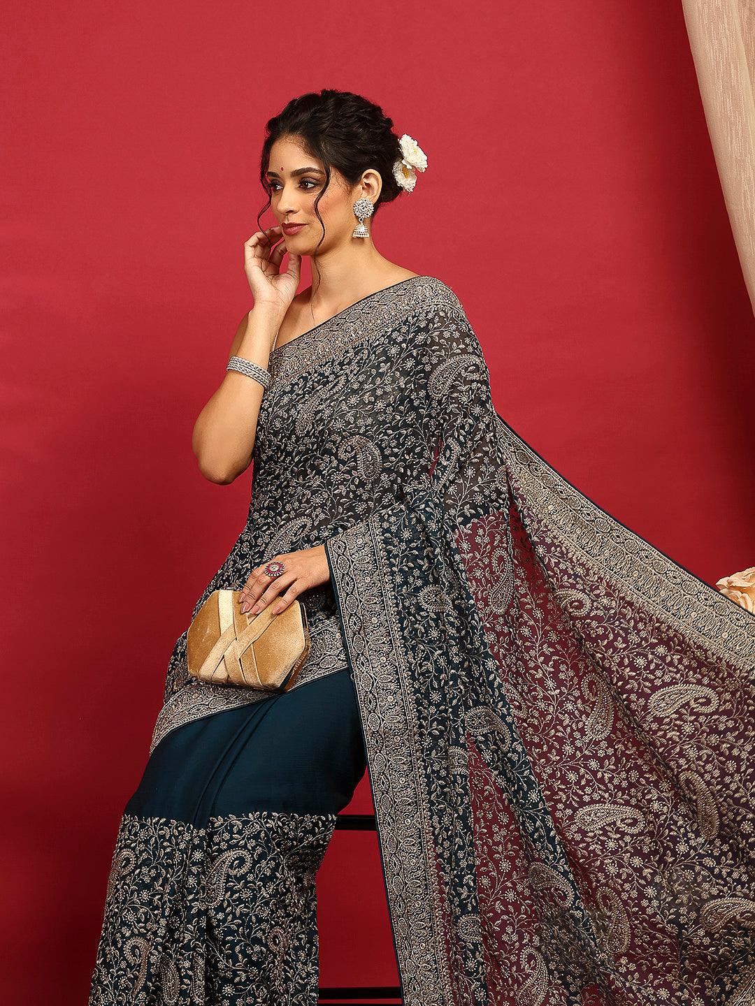Embroidered Georgette Saree