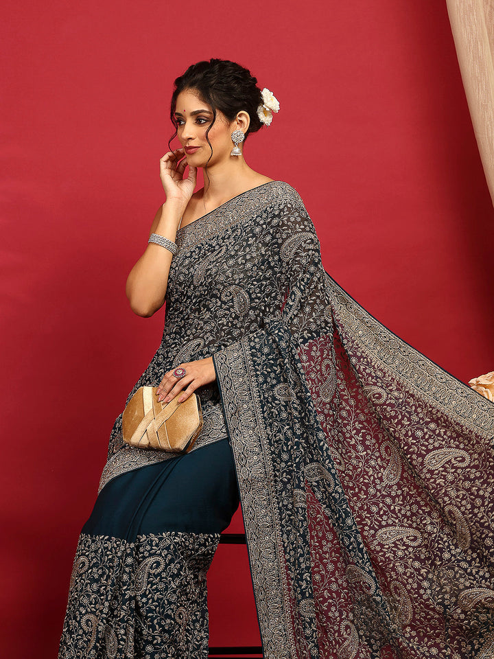 Embroidered Georgette Saree