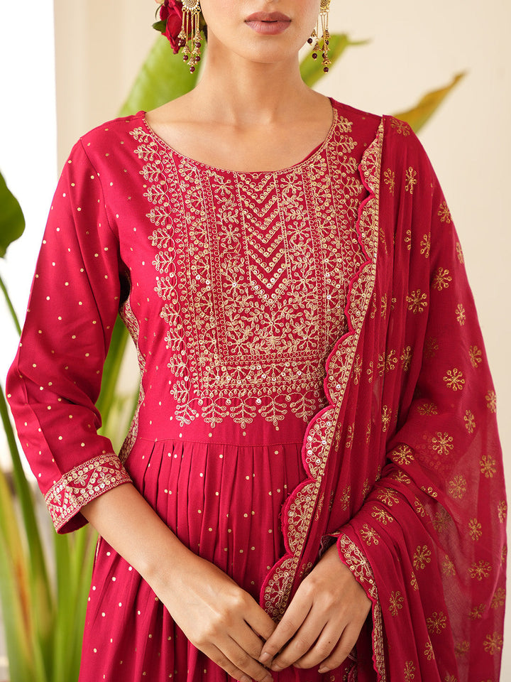 Sequin Embroidered Cotton Kurta With Pants &amp; Dupatta