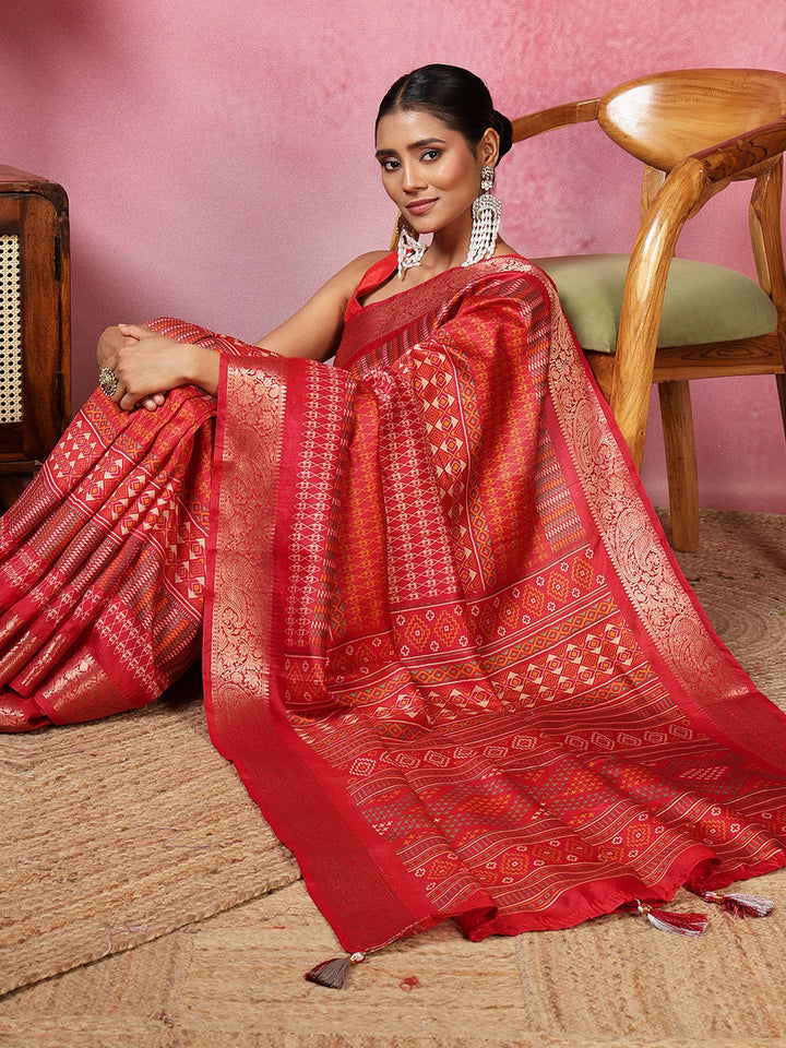 Printed Art-Tusser Saree