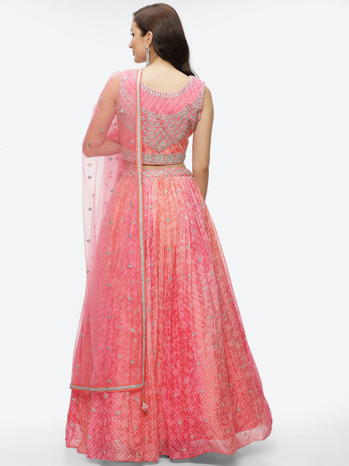 Zari Booti Embroidered Crepe Choli With Lehenga &amp; Net Dupatta