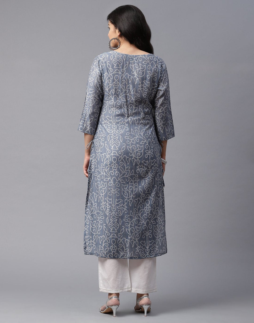 Bandhini Print Kurti Pant Set with Gota Patti Work