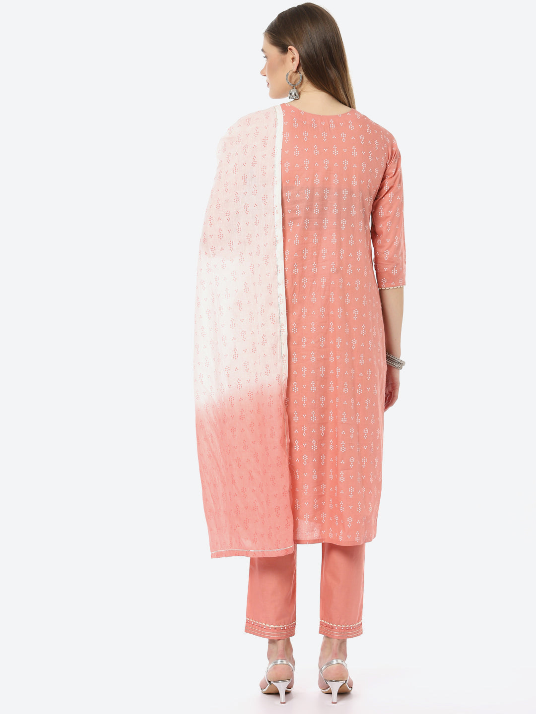 Bandhani Mirror Work Cotton Kurta With Pant &amp; Cotton Dupatta