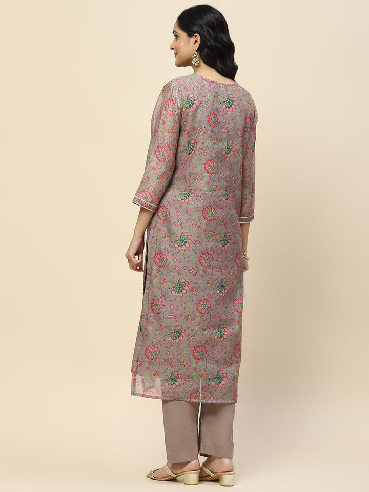 Gota Work Chanderi Kurta With Pants