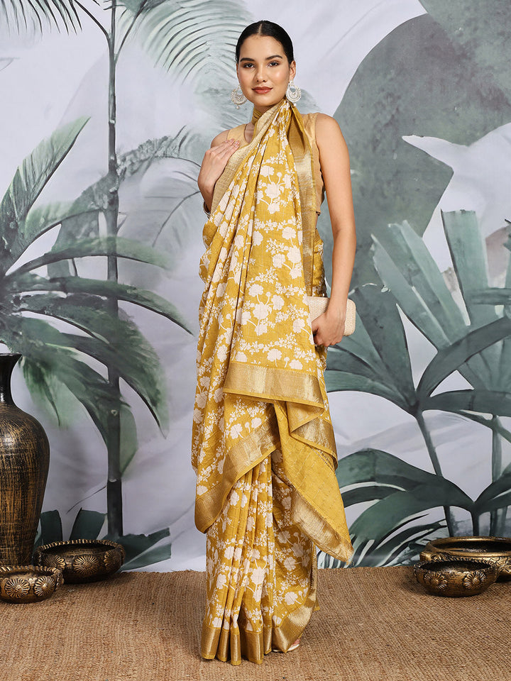 Floral Printed Art Silk Saree