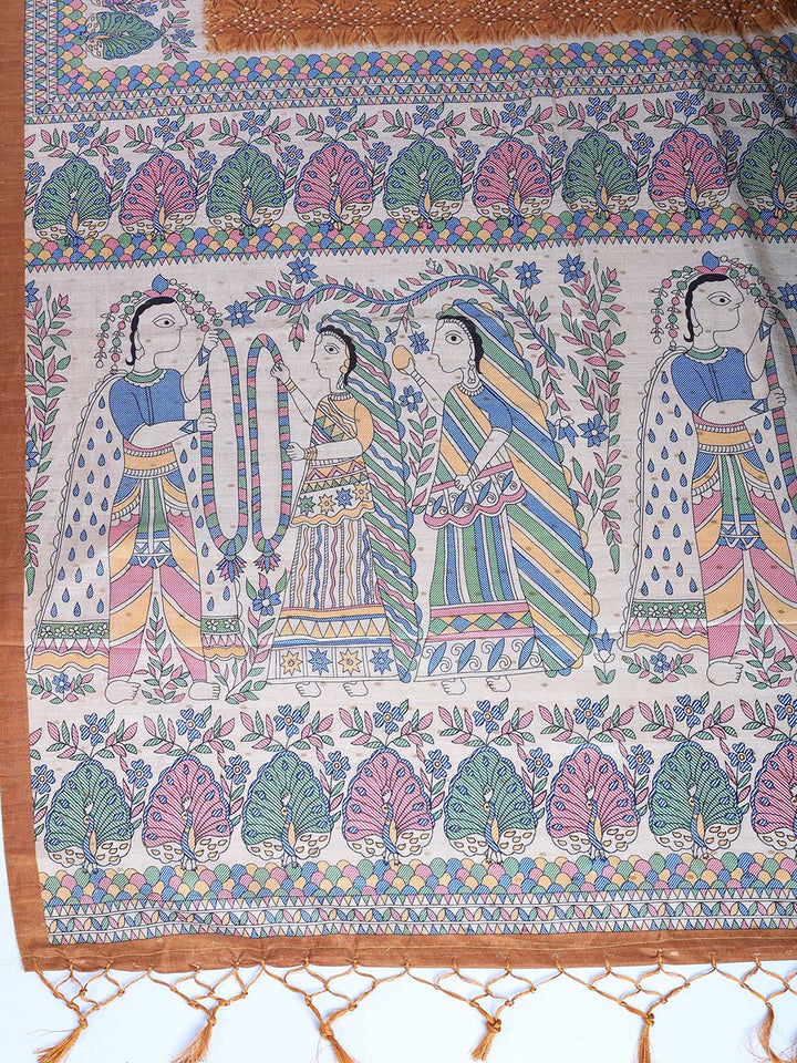 Printed Tussar Silk Saree